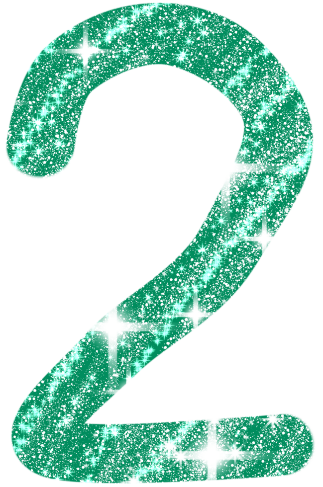Number two in green and glittering png