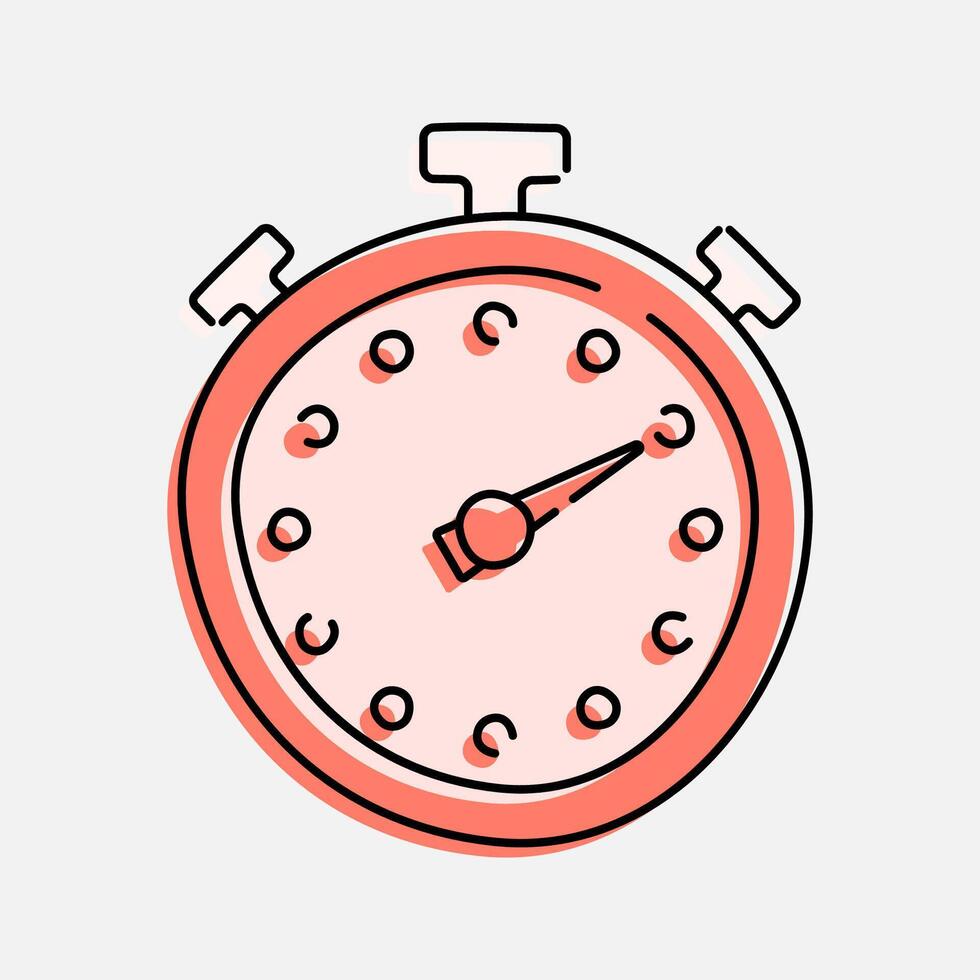 Stopwatch Doodle Icon Illustration, soft colour palette in Hand drawn style. Perfect for promoting holiday sales and shopping events. vector