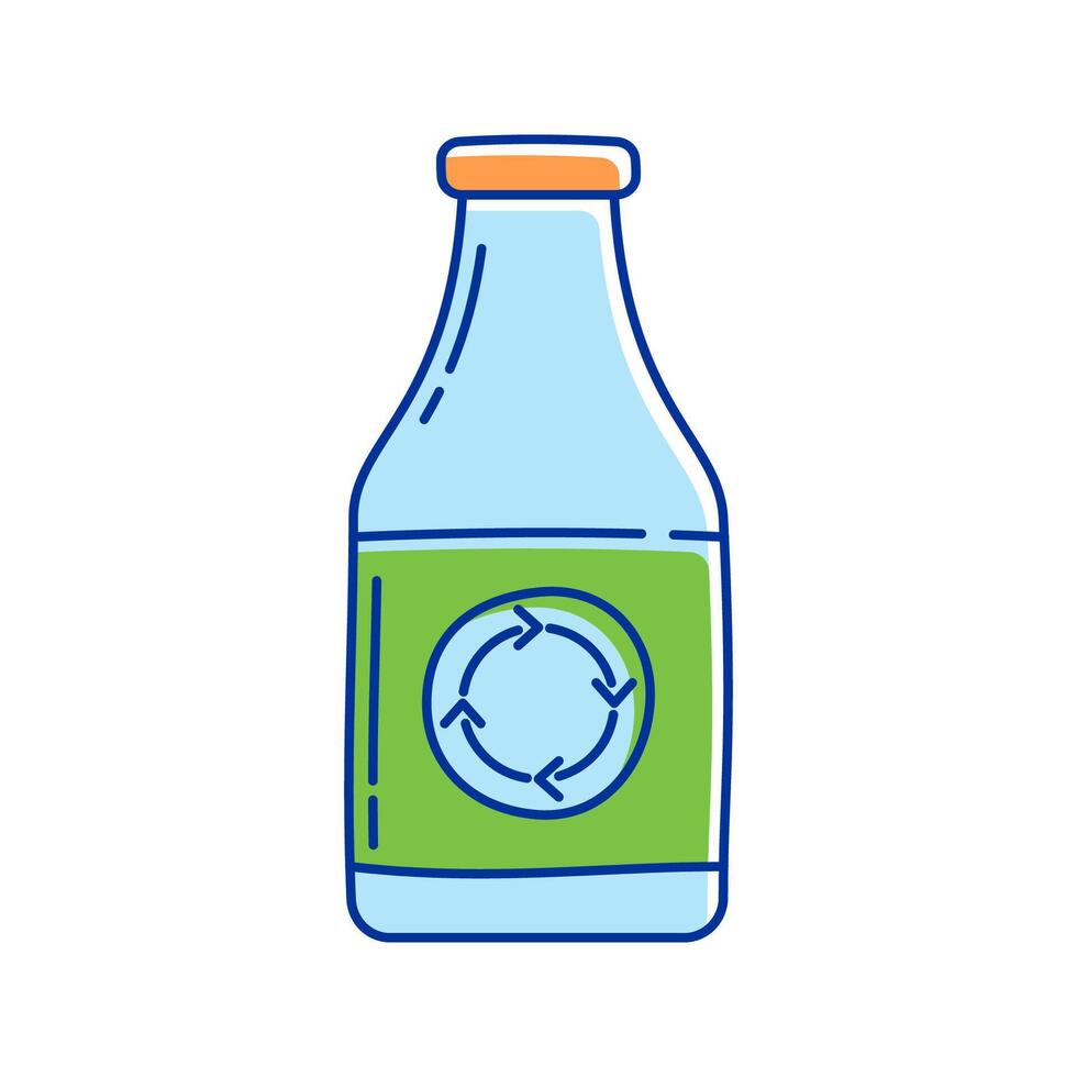 Eco Friendly Bottle Icon Illustration with bright colour palette in doodle style Ideal for environmental awareness and green projects designs. vector