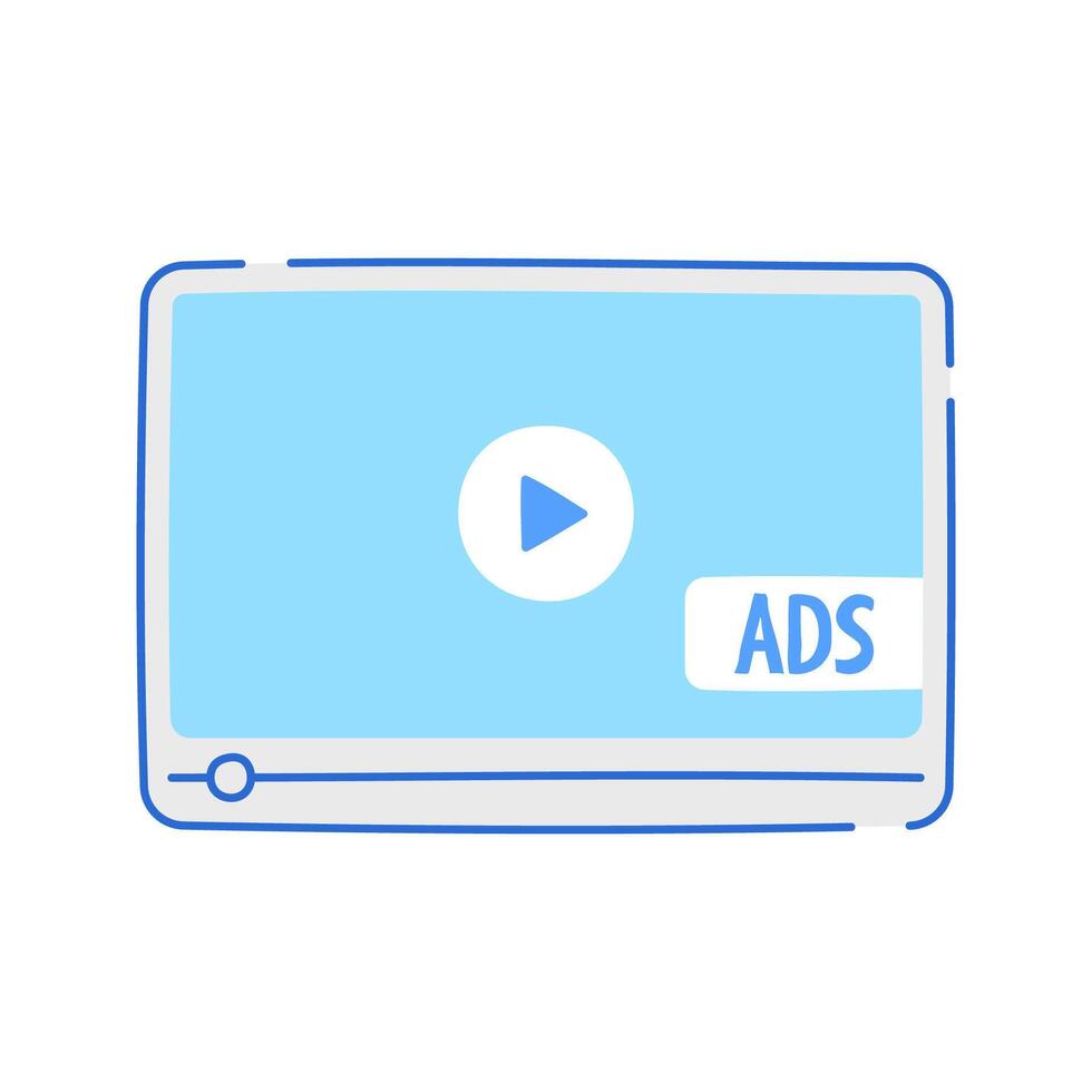 Ads Commercial Icon Doodle Illustration, soft colour palette in Hand drawn style. Perfect for marketing, branding, or advertising projects. vector