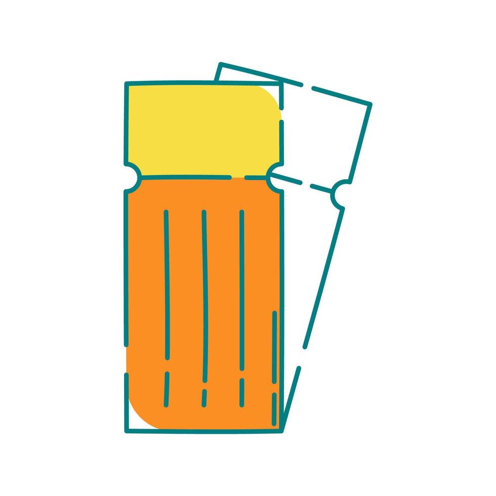 Tickets Icon Illustration with bright colour palette in doodle style Ideal for Vacation, hobby and leasure themed designs. vector