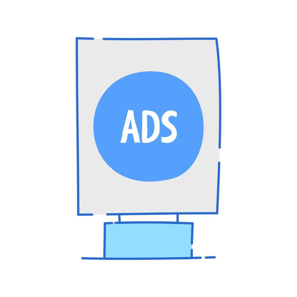 Billboard Icon Doodle Illustration, soft colour palette in Hand drawn style. Perfect for marketing, branding, or advertising projects. vector