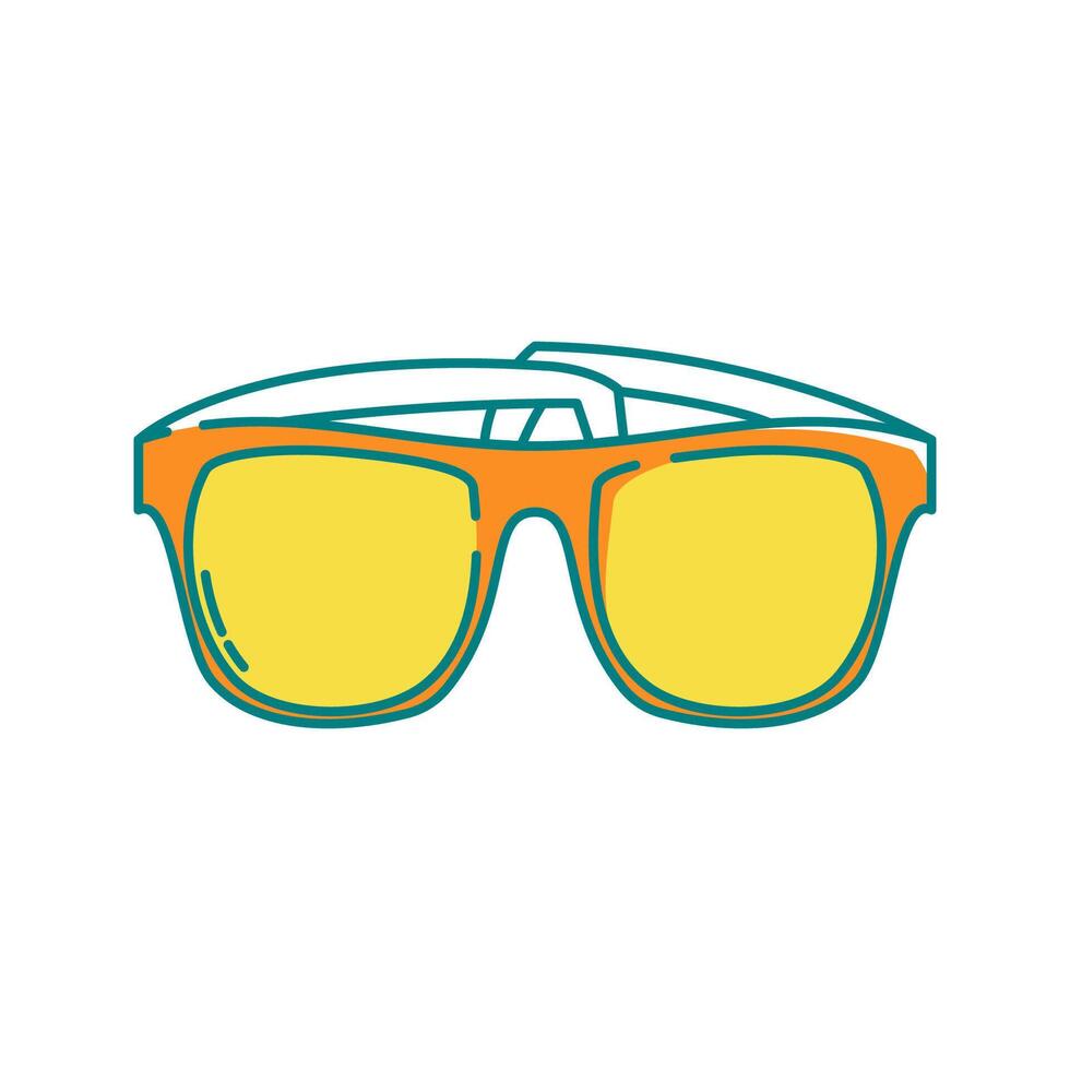 Sunglasses Icon Illustration with bright colour palette in doodle style Ideal for Vacation, hobby and leasure themed designs. vector