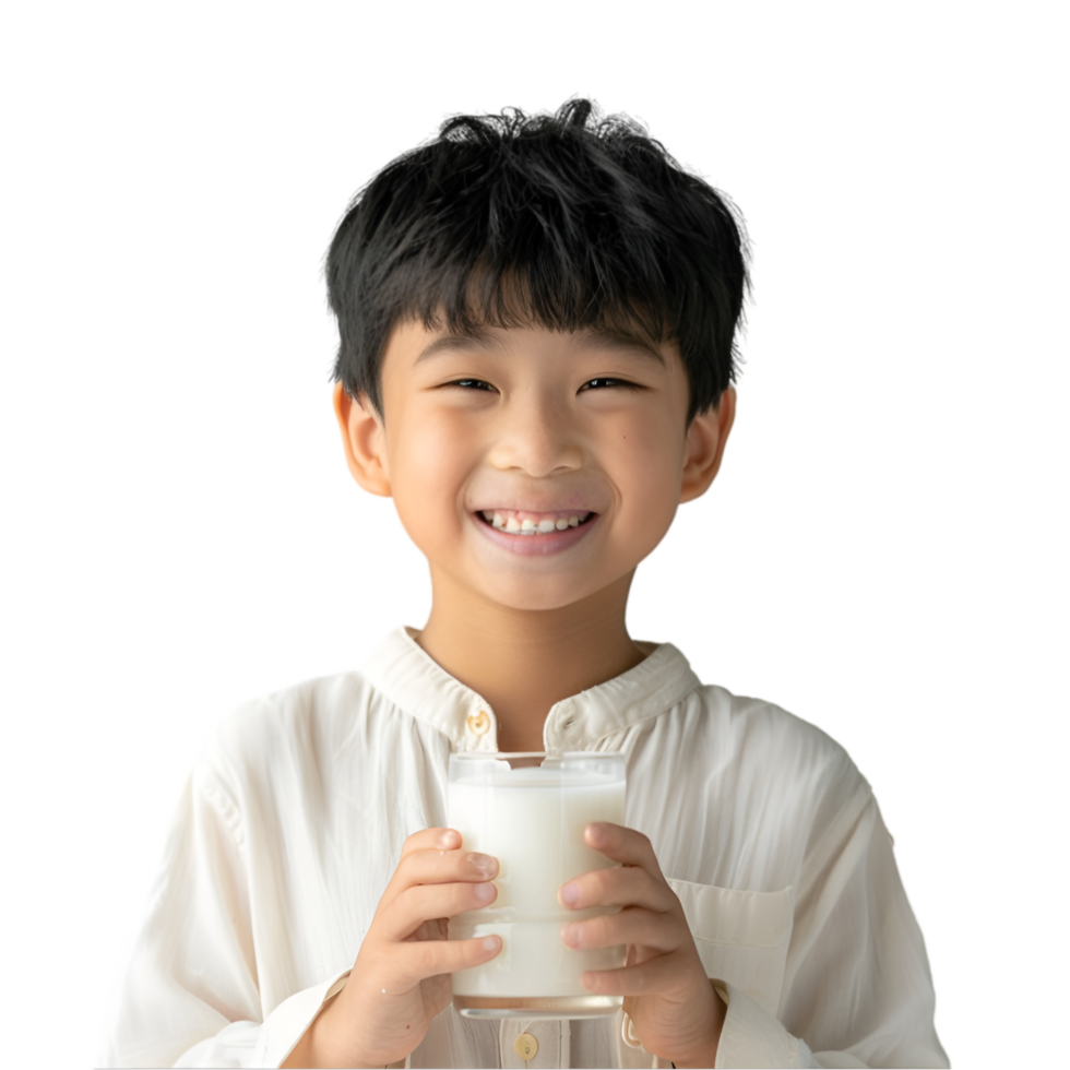 A young boy holding a glass of milk png