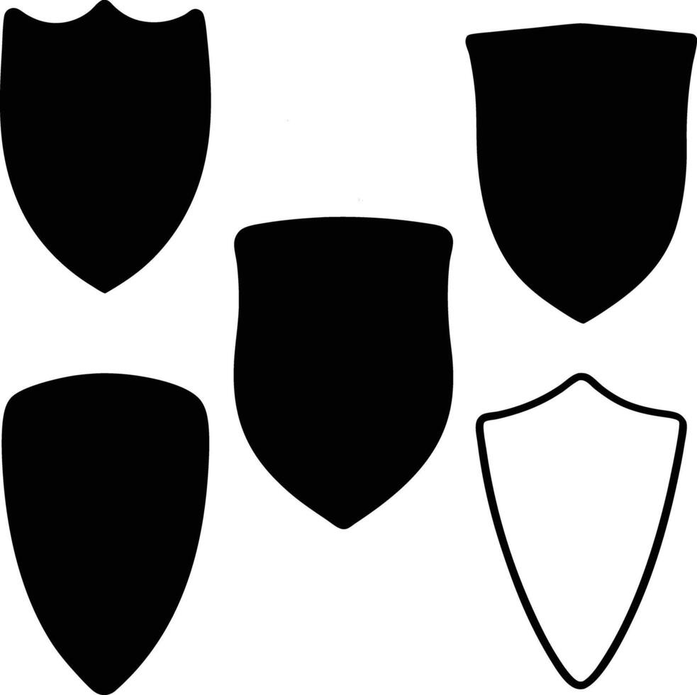 A set of four black and white shields vector