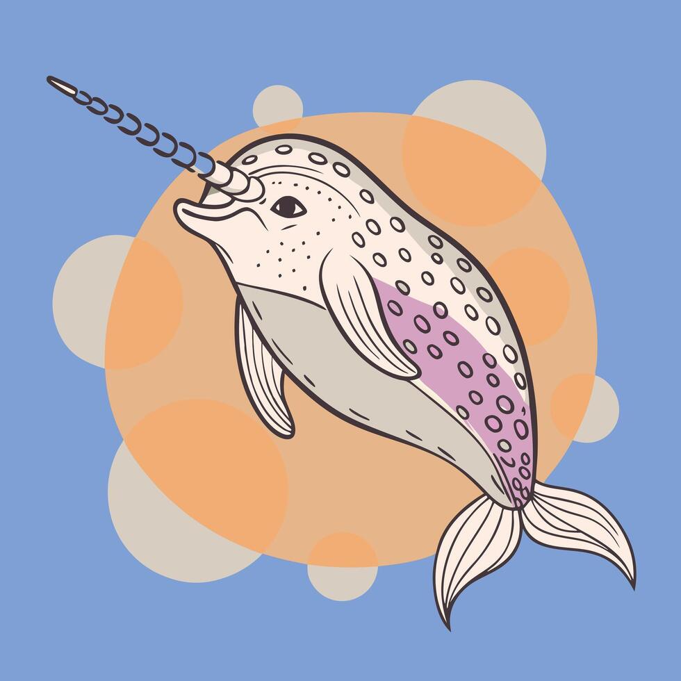 A narwhal with a unicorn horn on its head vector
