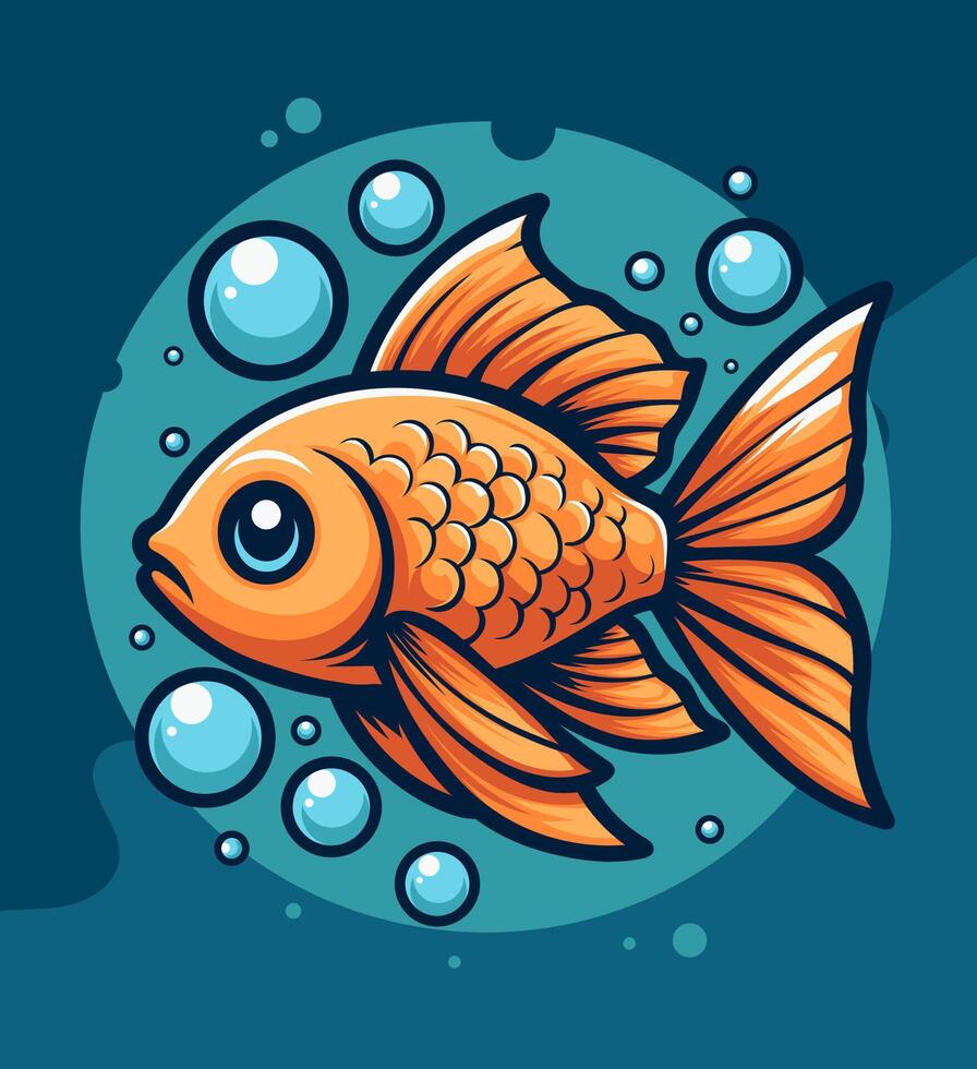 A Cartoon Drawing of Goldfish vector
