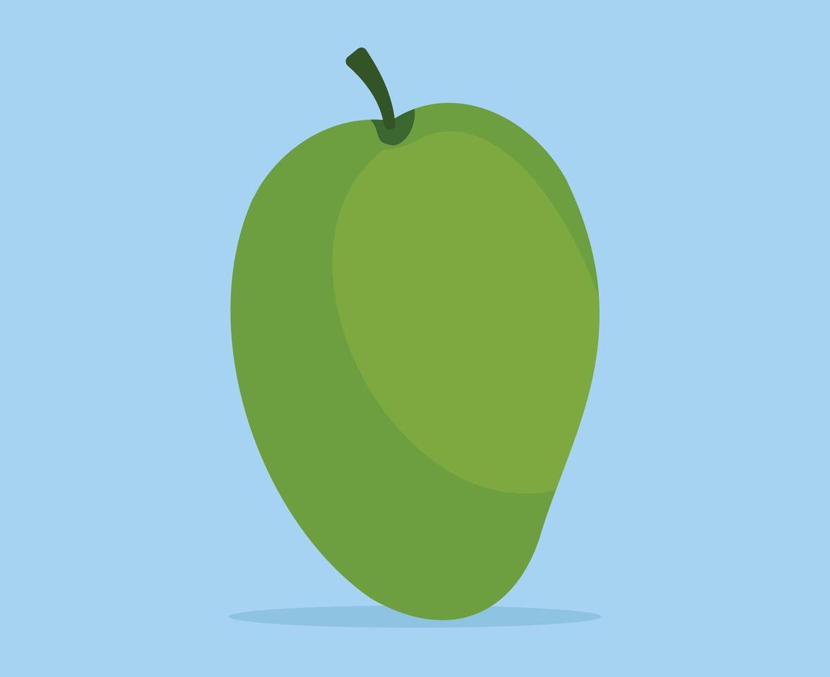 Green Mango Fruit Cartoon in Flat Cartoon Style or Fresh Fruit Concept with Vitamins and Antioxidants vector