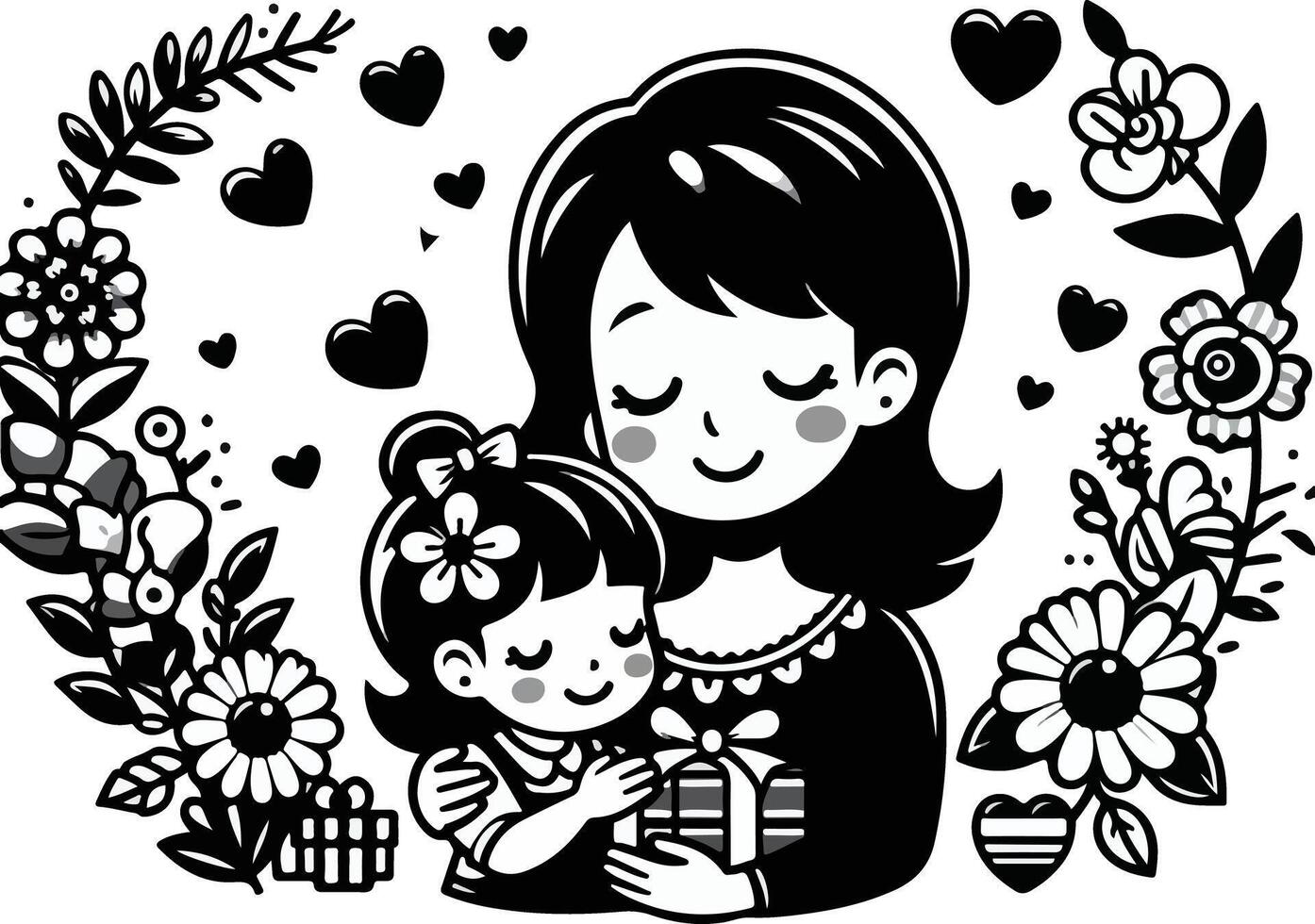 Beautiful mothers day for woman and child love card background mothers day vector