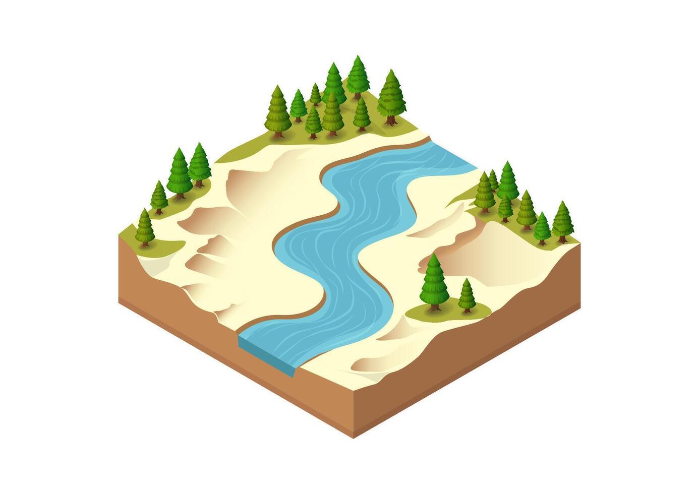 Isometric natural river vector