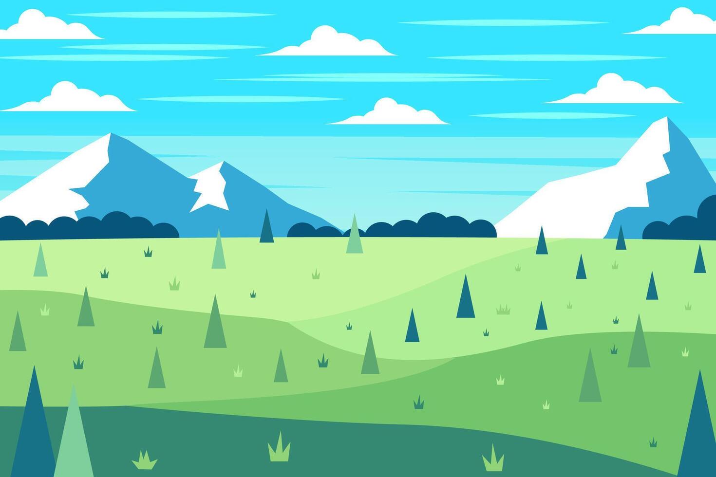 mountain landscape background illustration in flat design style vector