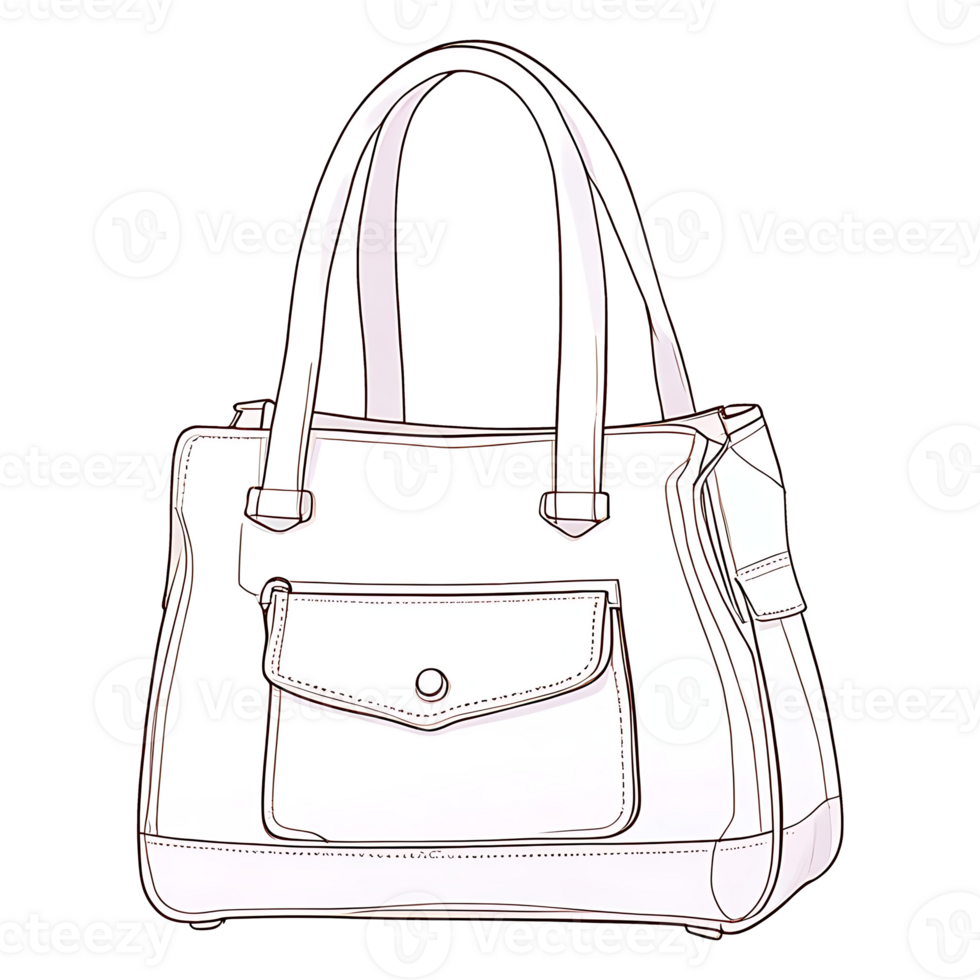 hand drawn white handbag on transparent background png