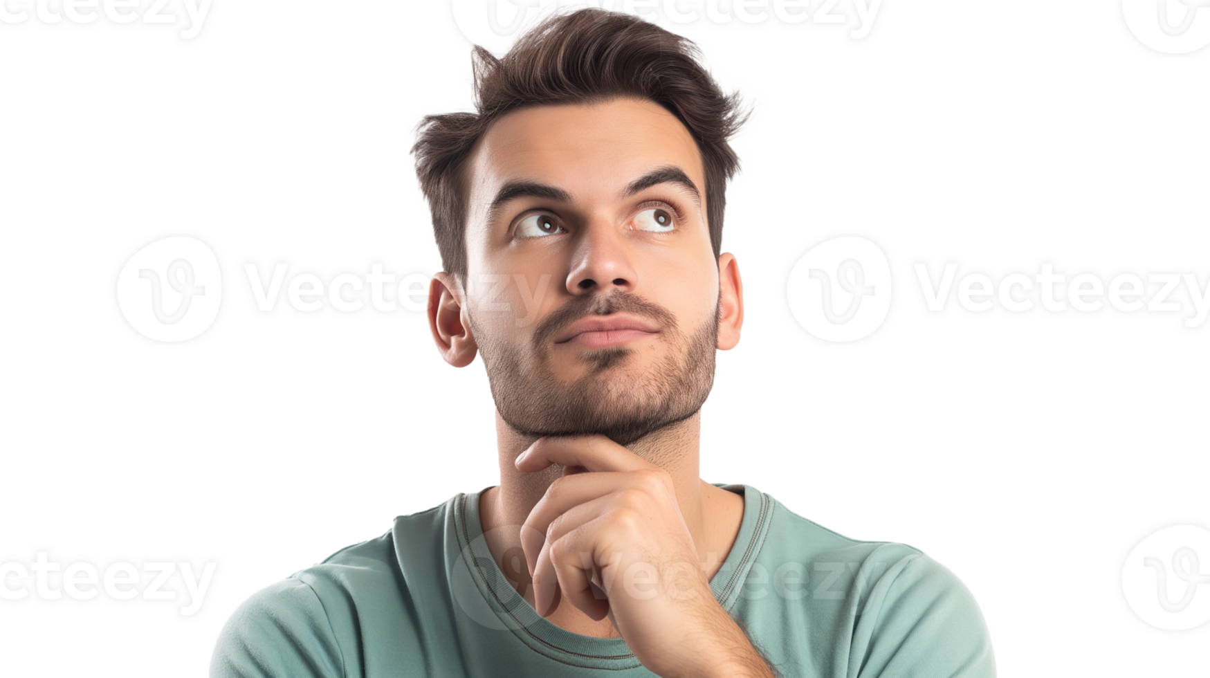 man Thinking confused by solution or problem , man with decision making expression isolated on transparency background png