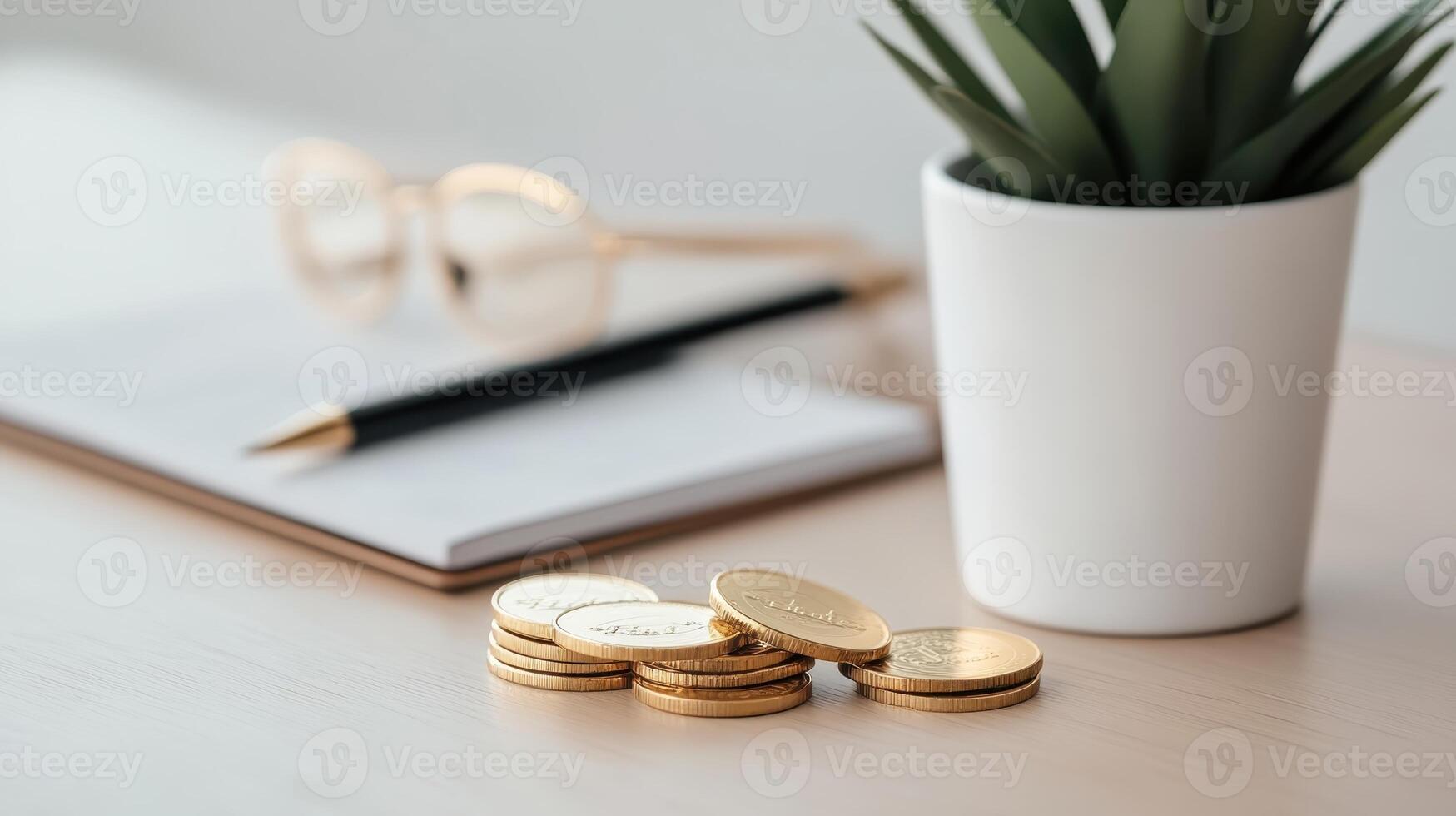 Financial investment portfolio setup with forecast data and analytics equipment photo