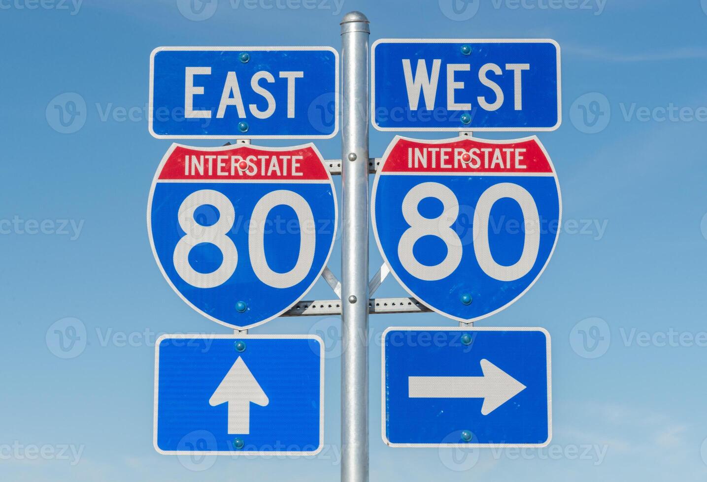 Direction signs on Interstate highway 80 in Nevada photo