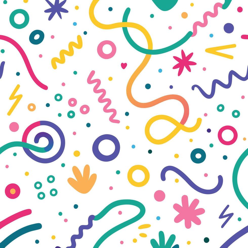 seamless pattern with colorful shapes and lines vector