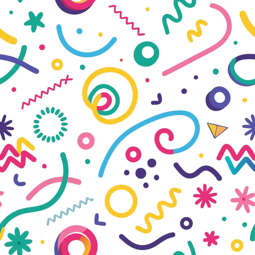 seamless pattern with colorful shapes and lines vector