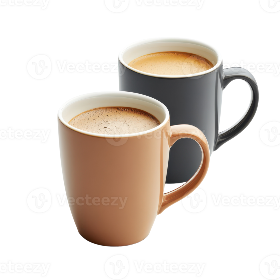 Aesthetic Arrangement of Three Coffee Cups with Varying Amounts of Foam Ideal for Showcasing Diverse Coffee Beverages in Cafes or Blogs Transparent background png