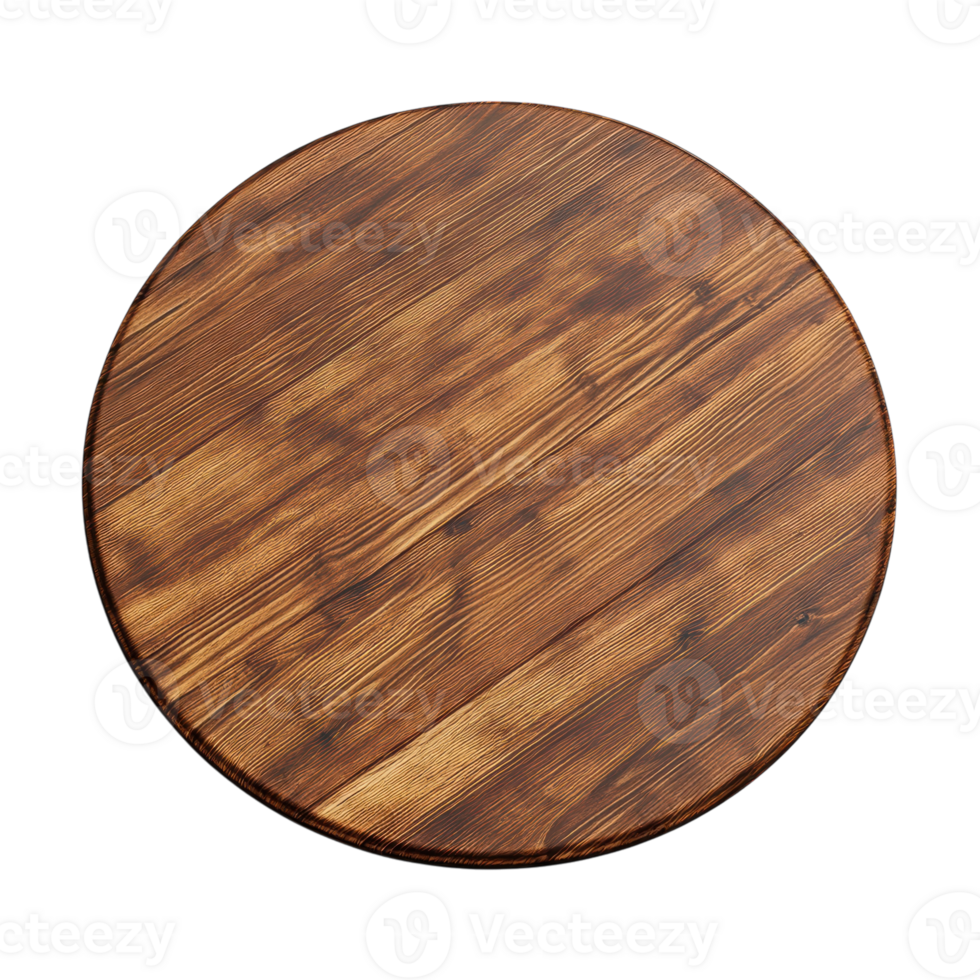 A Stunning Top View of a Wooden Round Brown Coffee Table Set Against a Minimalist Background Perfect for Home Decor Ideas and Interior Design Inspiration Transparent background png