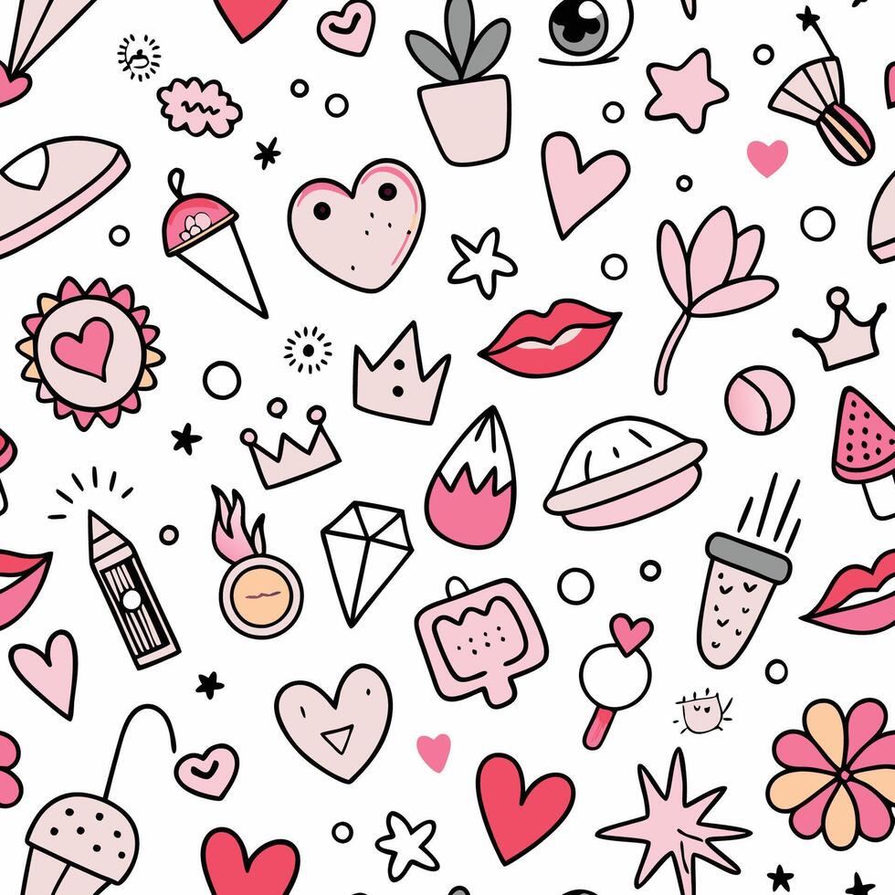 seamless pattern with pink and black objects vector