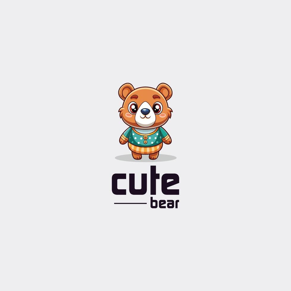 a cute bear logo with the word cute bear vector