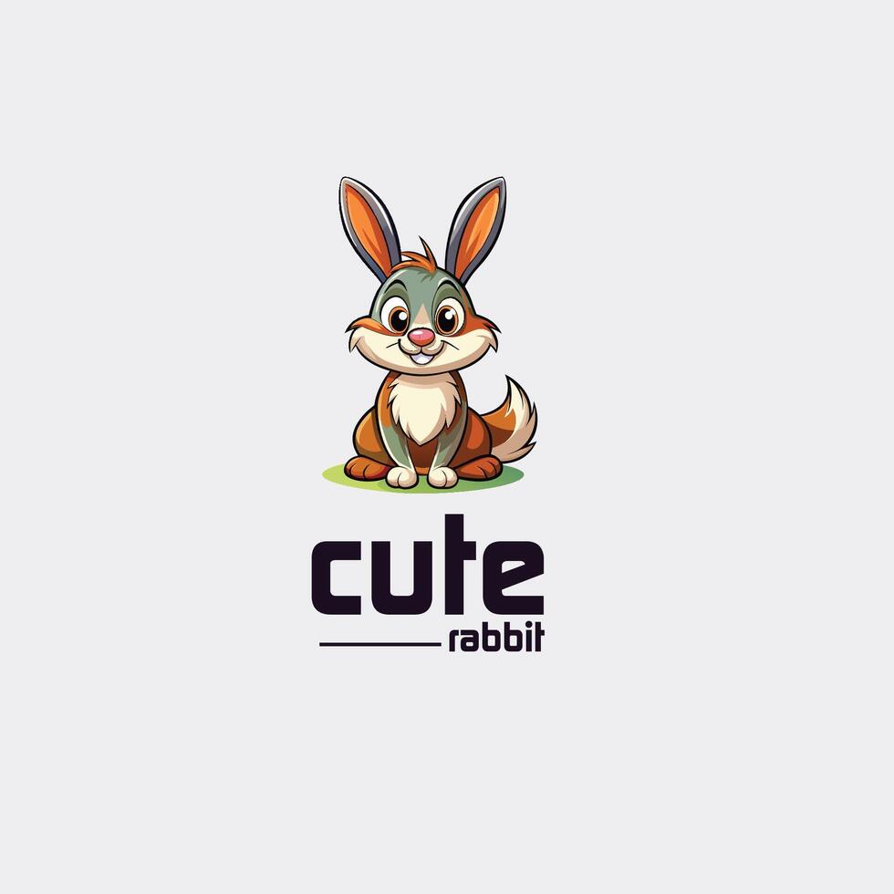 a cute rabbit logo with the word cute rabbit vector