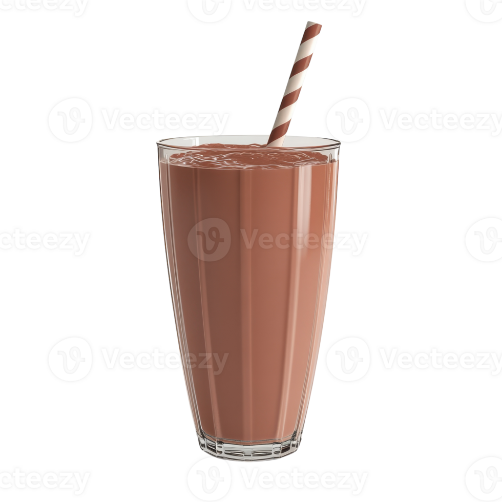 Delicious Chocolate Milk in a Glass for Refreshing Drinks on Transparent Background png