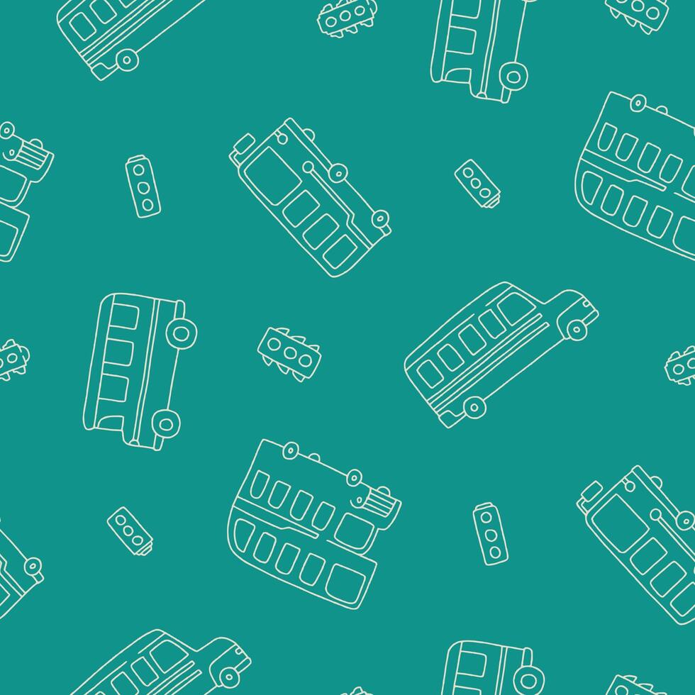 Outline Traffic Light Bus Seamless Pattern illustration for Print, Wallpaper, Decoration. vector