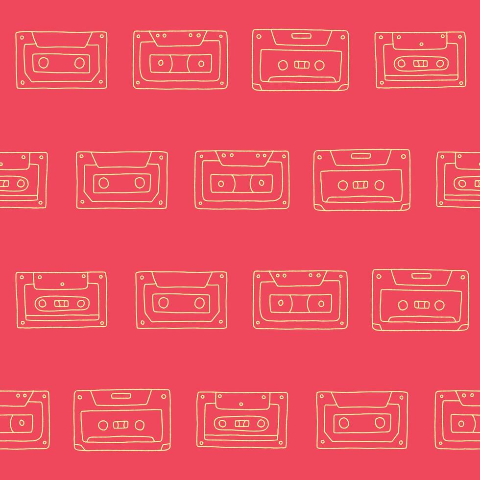 Outline Collection of Cassette Tape Seamless Pattern illustration Design vector