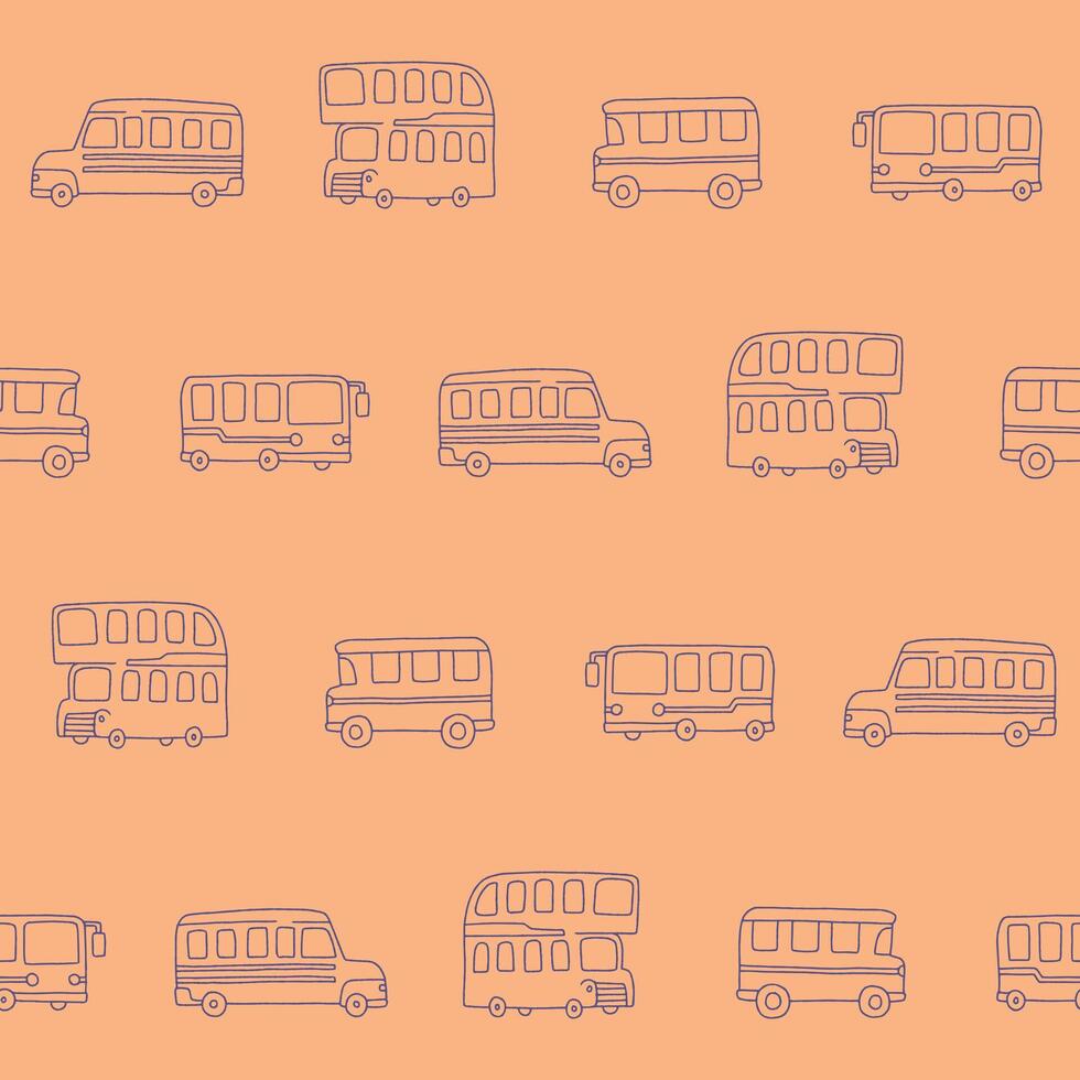 Outline Collection of Bus Seamless Pattern illustration for Print, Wallpaper, Decoration. vector