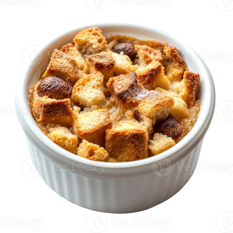 Delicious Bread Pudding Dessert Recipe on Transparent Background png