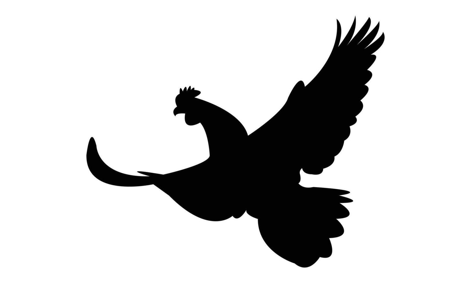 Flying Hen Black Silhouette Design vector