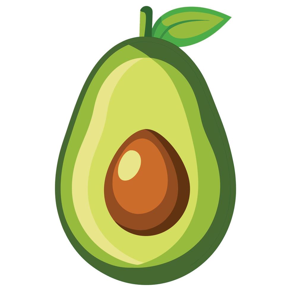 Avocado fruit cute cartoon flat icon illustration food nature icon concept isolated vector