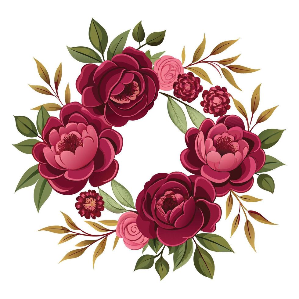 Colorful floral frame with realistic style vector