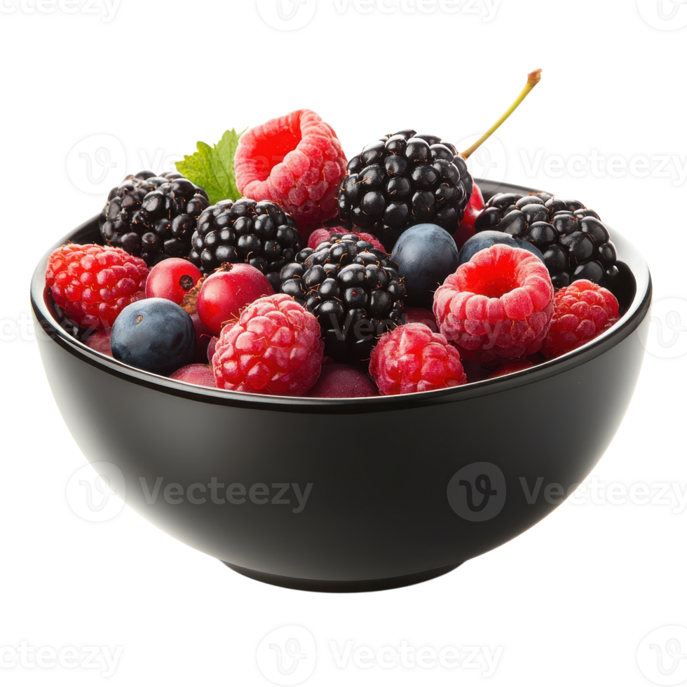 Vibrant Bowl of Mixed Berries for Culinary Delight on Transparent Background png
