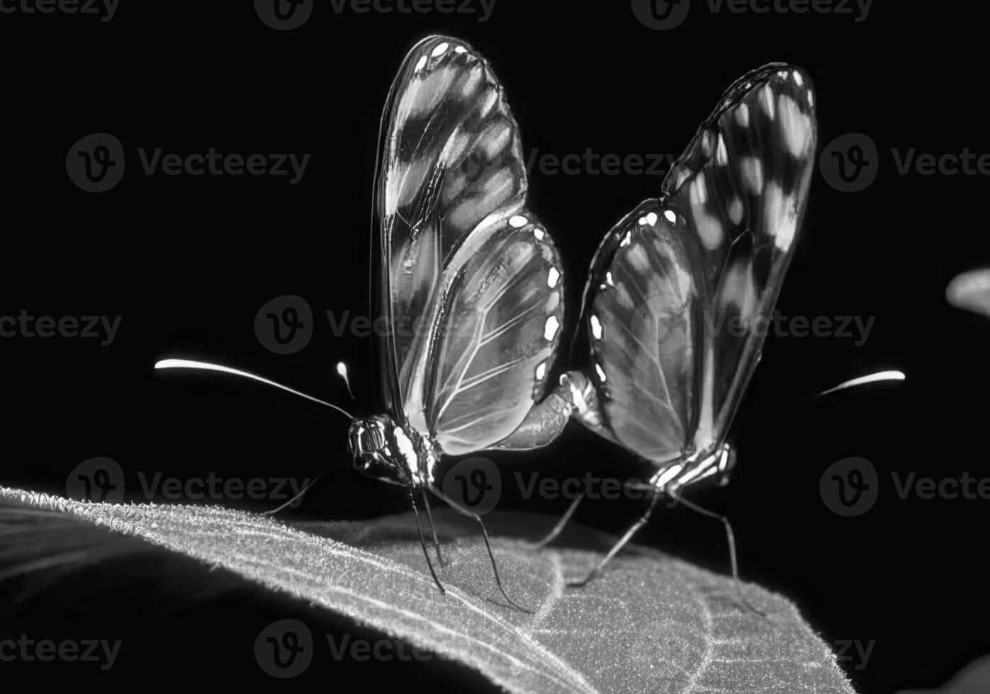 Butterfly close view macro background, butterflies in their natural habitat black and white grayscale background photo