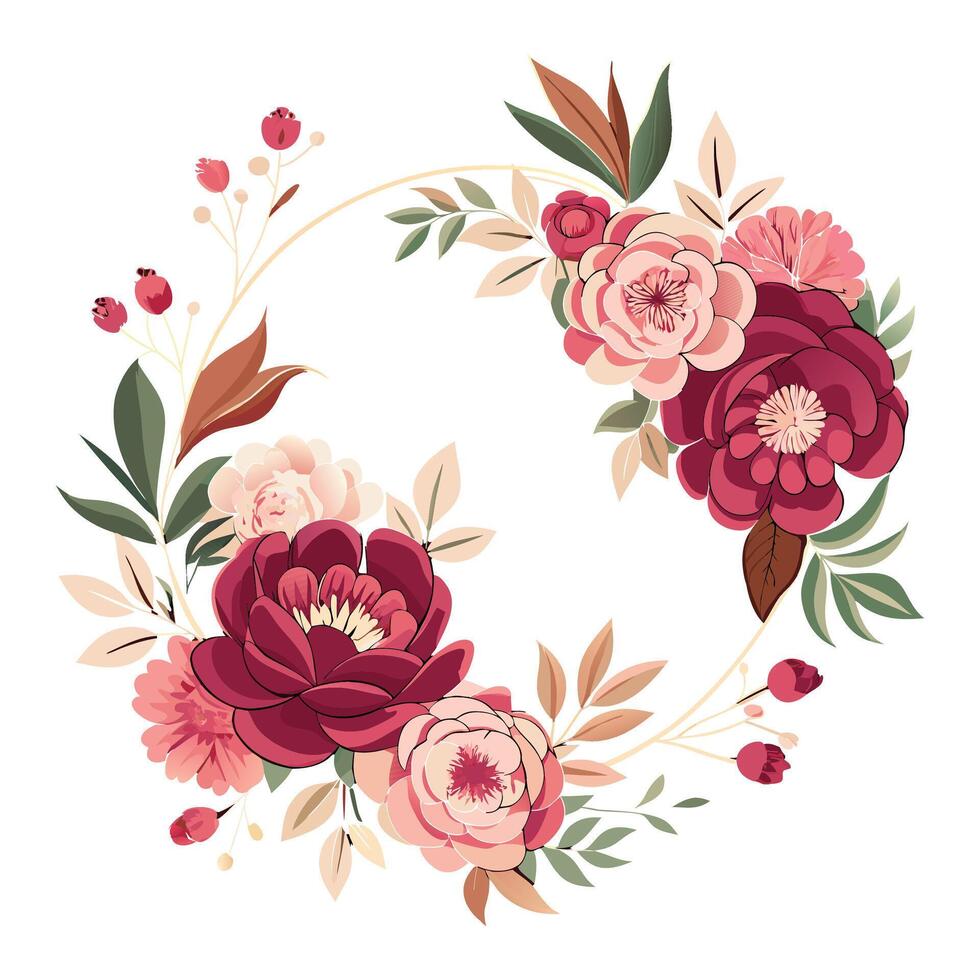 Beautiful colorful circular rose flower frame vector