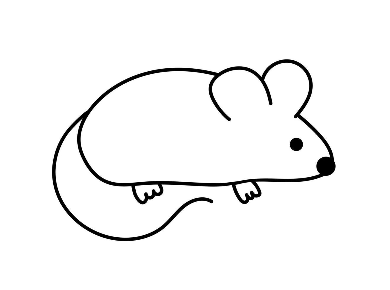 Cute mouse. Outline, Doodle, Line Art. Flat illustration. vector