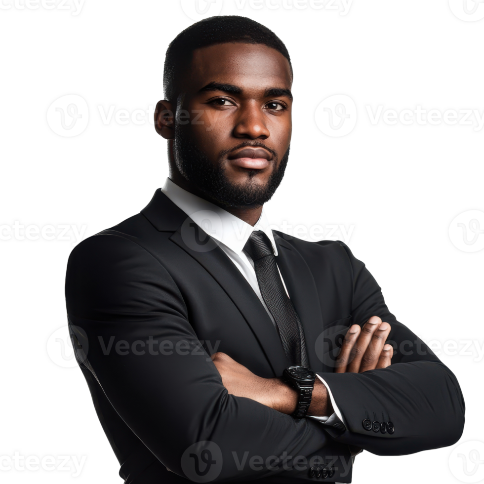 Professional African American Businessman in a Stylish Suit on Transparent Background png