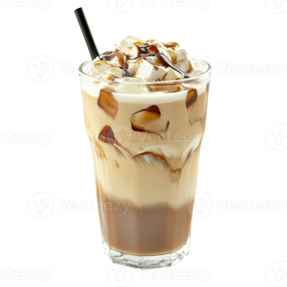 Iced Coffee with Milk on White Background for Refreshing Summer Drinks on Transparent Background png
