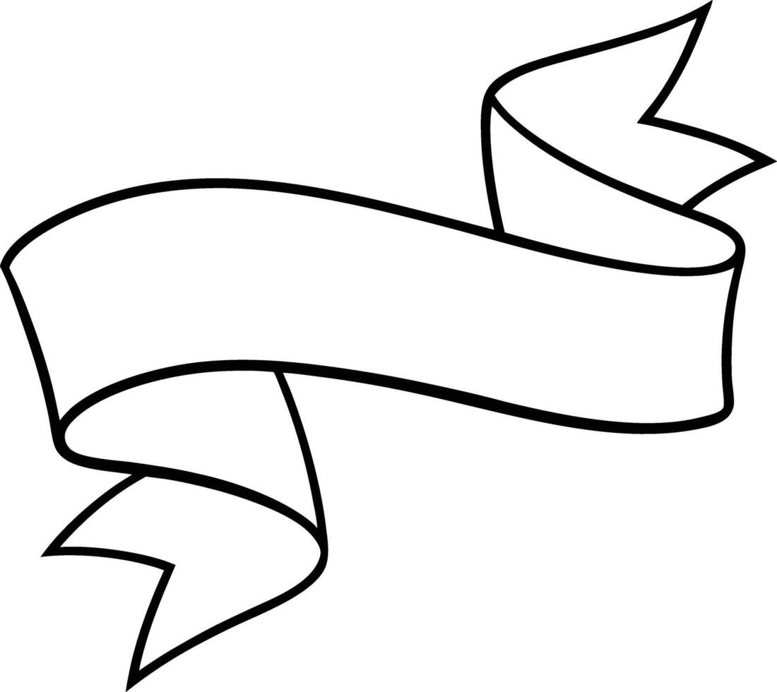A black and white drawing of a ribbon vector