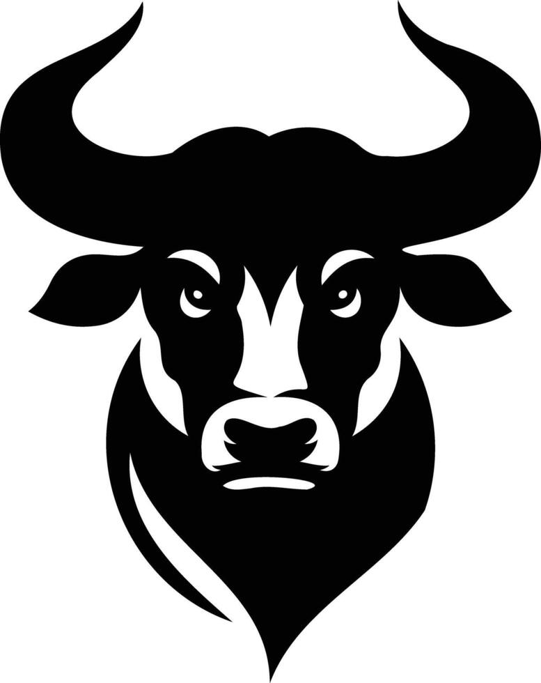 The bull head is black and white on a white background vector