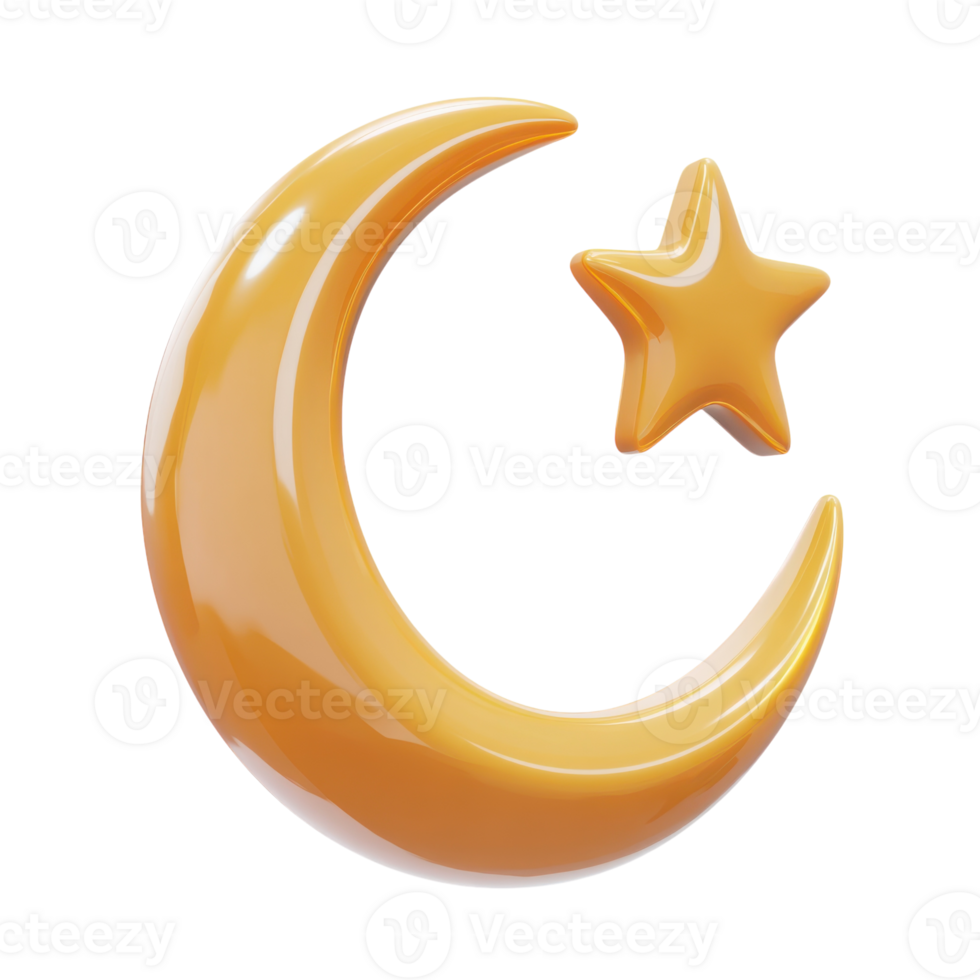 Symbolic Crescent and Star Icon for Design Projects on Transparent Background png