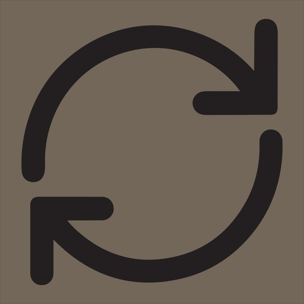 Simple black circular arrow icon on a brown background vector