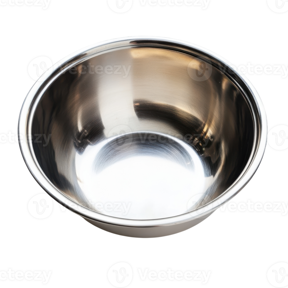 Empty Stainless Steel Bowl Ideal for Culinary Presentations on Transparent Background png