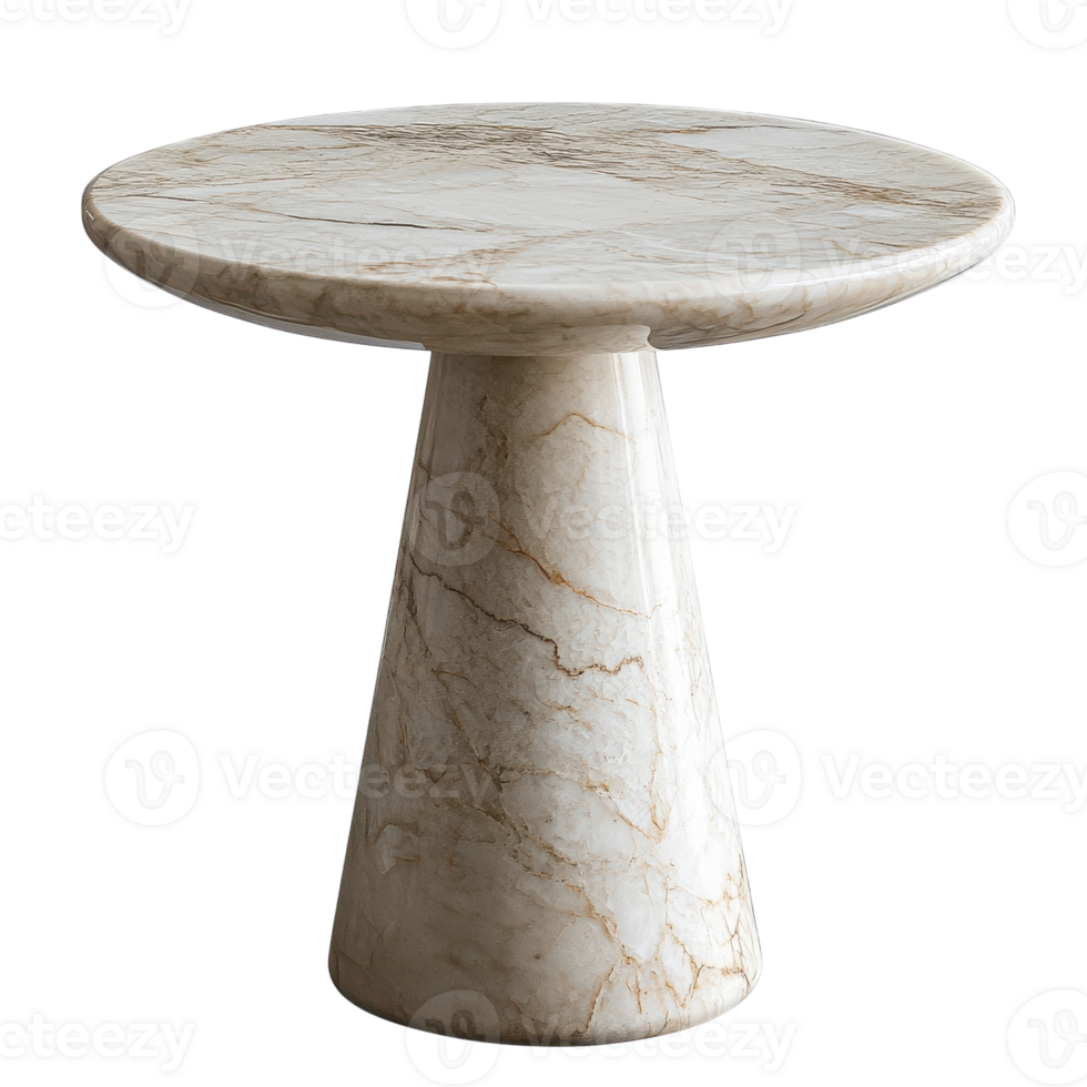 Elegant Marble Side Table Isolated for Modern Interior Design on Transparent Background png