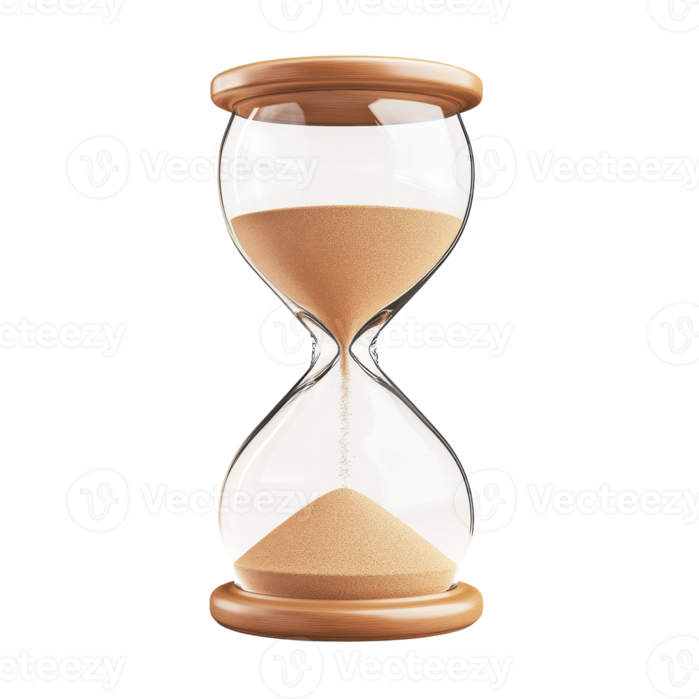 Elegant Hourglass with Flowing Sand for Timeless Decor on Transparent Background png