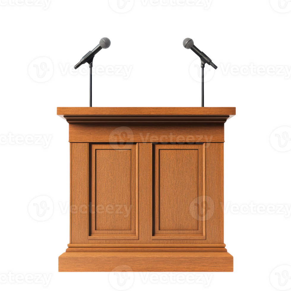 Modern Pulpit with Two Microphones for Professional Speaking Events on Transparent Background png