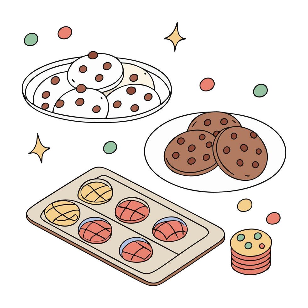 Cookie Day Outline . vector