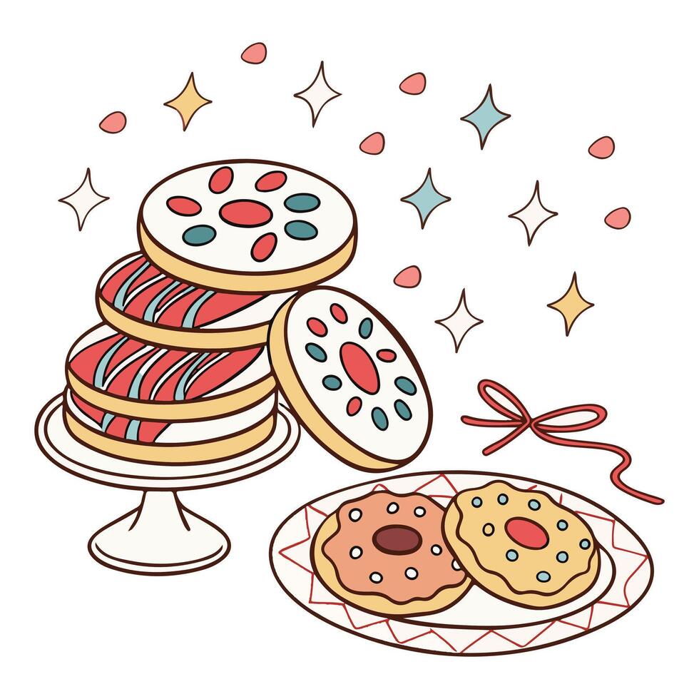 Cookie Day Line Art. vector